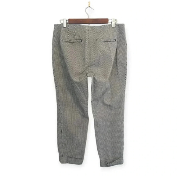 J Jill Premium Bi Stretch Gingham Check Crop Pants Size 12 Pull On Black White - Picture 2 of 6